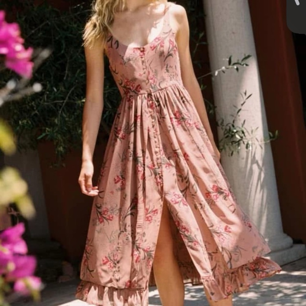 Floral Pink Sleeveless Maxi Dress